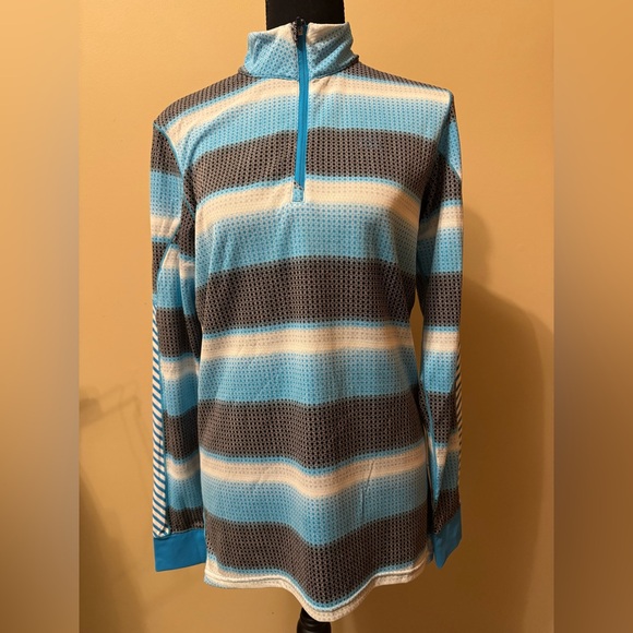 Under Armour Women's Blue and Black Striped Long Sleeve Top - Picture 1 of 4